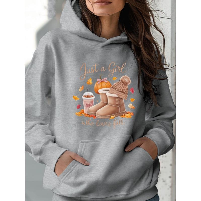 2025 Stylish European Long-Sleeve Letter Print Hoodie for Women - Casual Autumn/Winter Sweatshirt