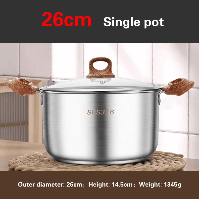 Thickened food grade 316 stainless steel pots Household gas induction cooker Special soup pot Congee cooking pots Steaming pot
