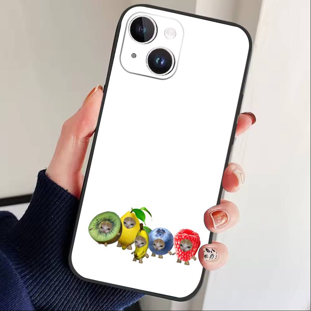 Big-eyed Goofy CAT Silly Phone Case For iPhone17,16,15,14,13,12 Plus,Max Soft Silicone Black Cover