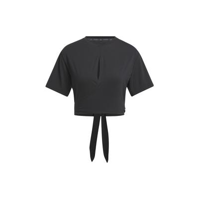 Yoga Studio Solid Color Hollow Front Short Sleeve T-Shirt Women Tops Black HS8115