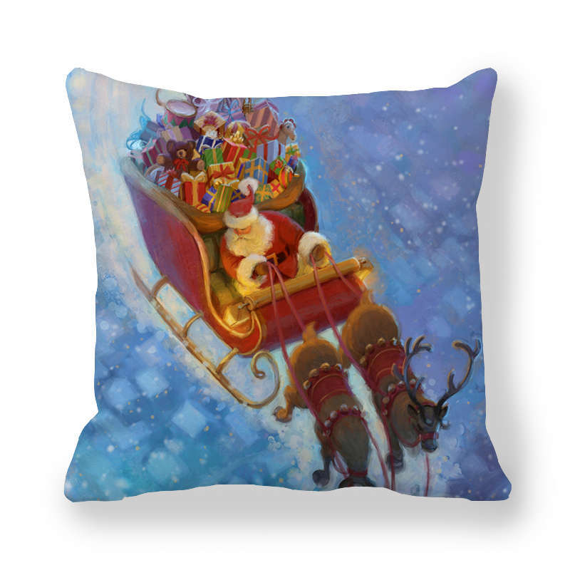 Merry Christmas Decorations Print Cushion Cover Home Living Room Sofa Decoration Square Pillow Cover 45x45cm