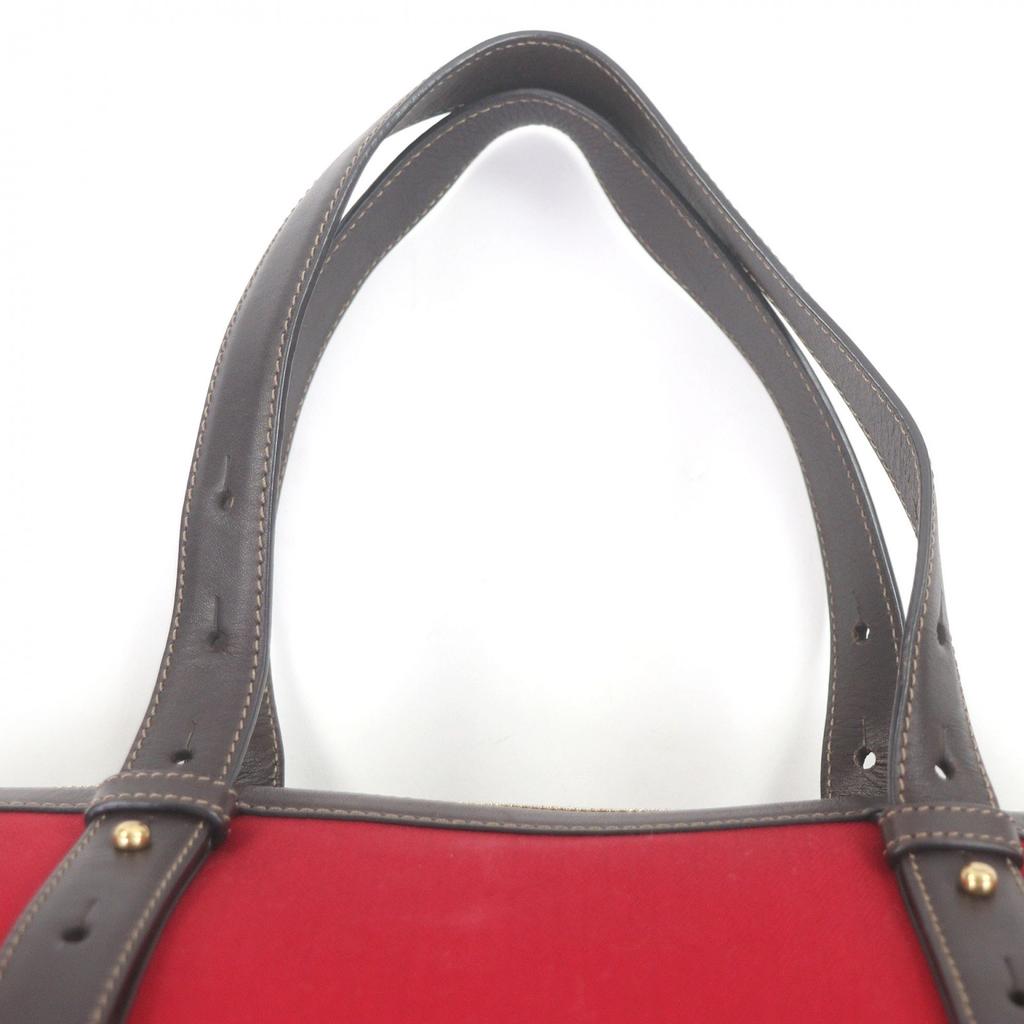 Very Good GHURKA Tote Bag Logo Embossed Large Size Red Canvas Mens Used