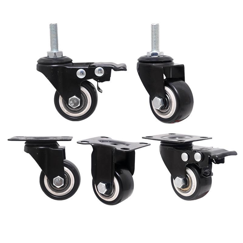 Gold Diamond Silent PVC Furniture Casters with 1.5/2 Inch Threaded Stem