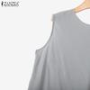 ZANZEA Women O-neck Sleeveless Solid Breathable Splits Casual Loose Tank Tops