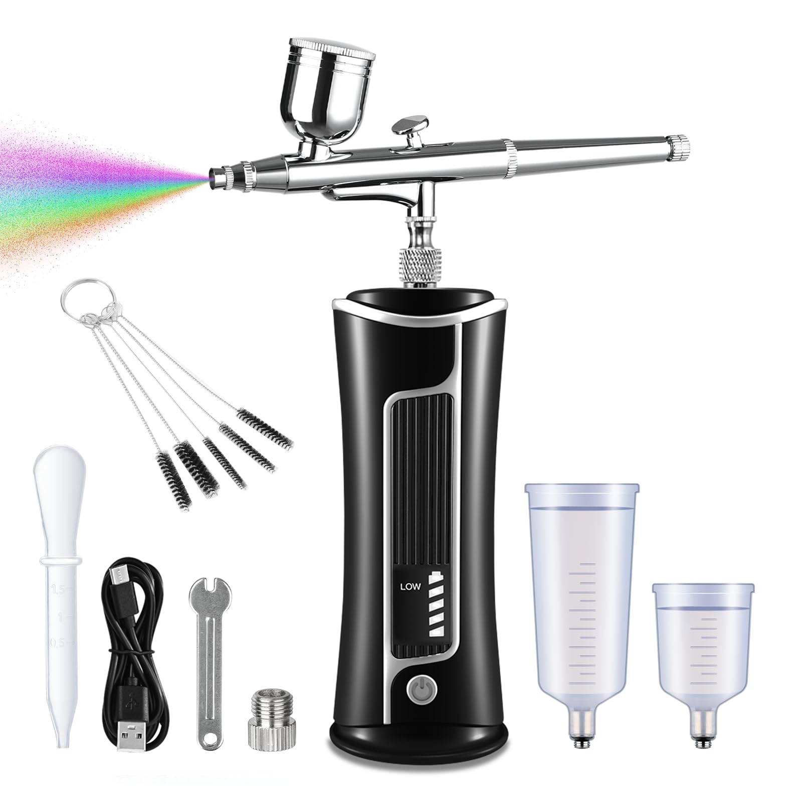 

Fascinated Rechargeable Airbrush for Gundam Plastic Model Compact Gunpla, Marker, 0.3mm Diameter, Painting, Lightweight, (Black) чорний