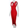 2025 European & American Women's Summer Deep V-neck Slimming Backless Slit Sexy Dress