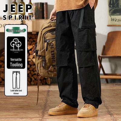 JEEP SPIRIT Men's Straight-Leg Cotton Cargo Pants