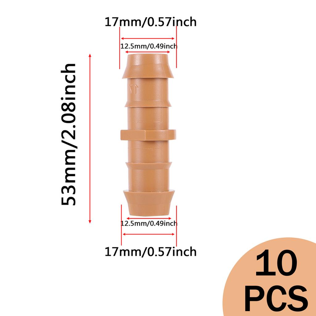 10Pcs 17mm Barbed Fittings ID 1/2" Tubing Pipe Connector Drip Irrigation Drip Lines Coupling Tee Straight Elbow End Waterstopper