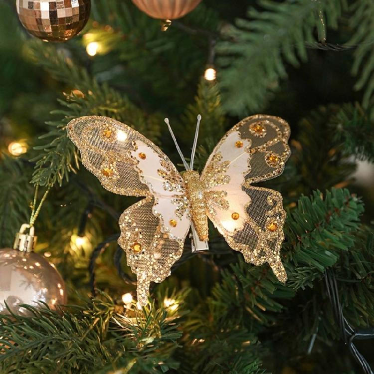 Glittering Butterfly Christmas Ornament Unique Butterfly Hanging Ornament for Christmas Tree and Holiday Decorations