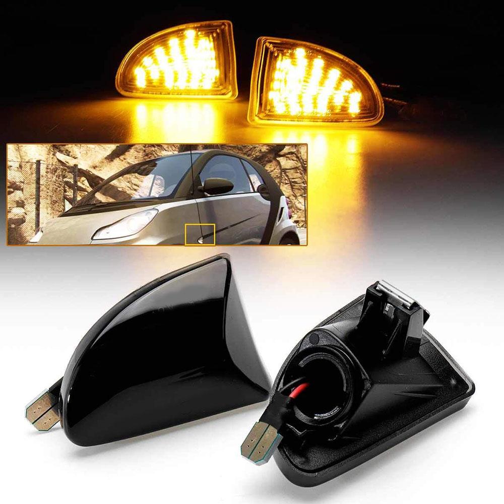Smoke Lens LED Turn Signal Side Marker Lights For Smart Fortwo W451 2007-2014