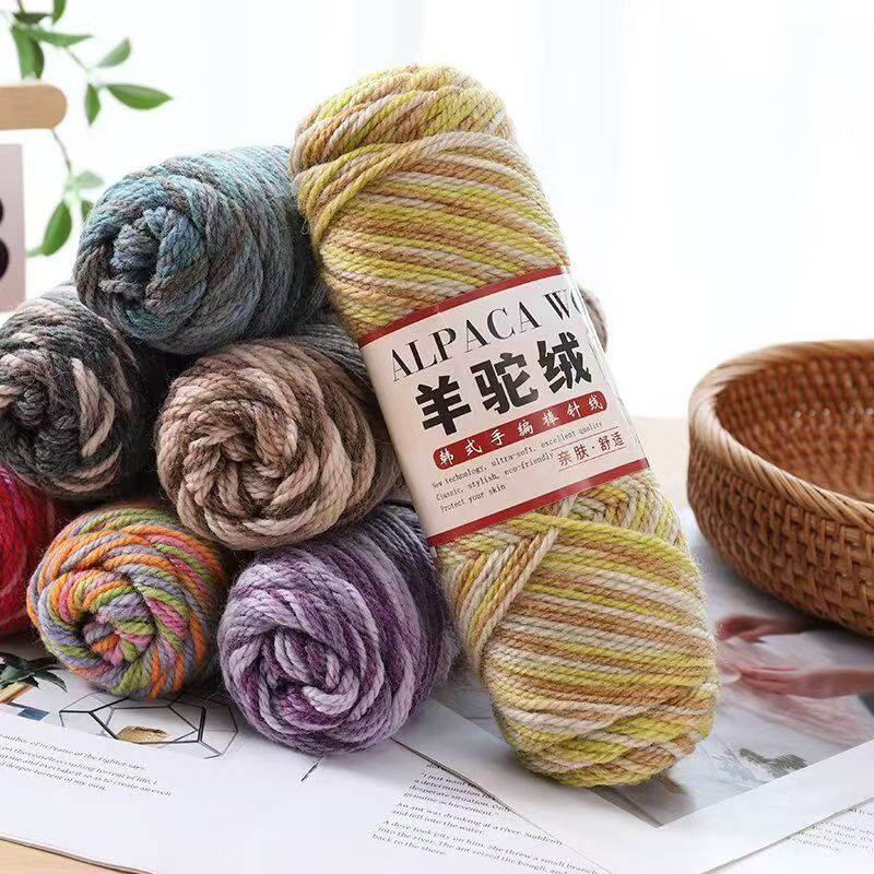 5pcsX100g Camel Wool Thread Medium Thick Hand-woven DIY Knitting Yarn Ball Stick Needle Crochet Sweater Jacket Shawl Thread