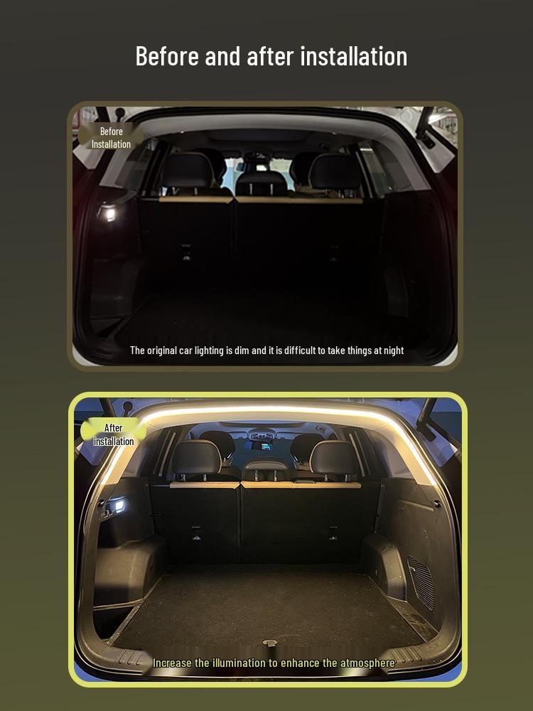 Car Trunk Ambient LED Light Strip: No Wiring, Automatic Induction Tail Box Decoration.