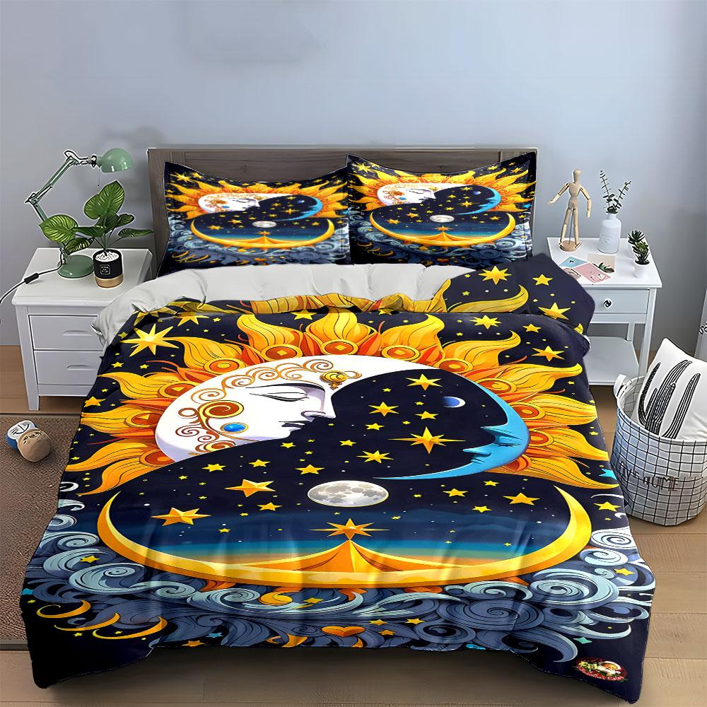 Sun, moon, and stars. Bedding sets Duvet cover sets Duvet covers Pillowcases(1*Duvet Cover 2*Pillowcases without duvet insert)