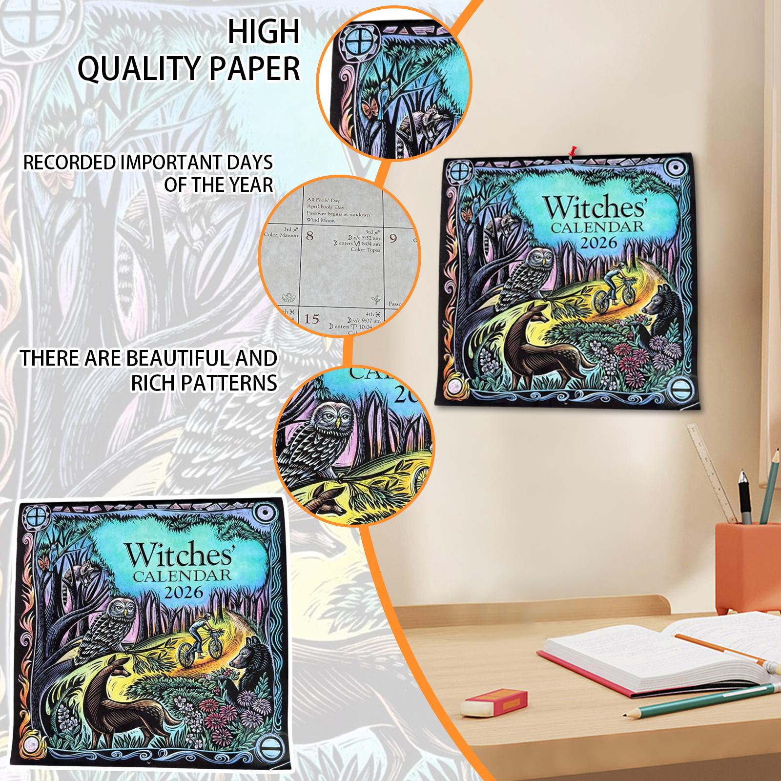 

Мистический Креативный Подвесной Настенный Календарь Ведьминский Подарок Домашнее Украшение One Size