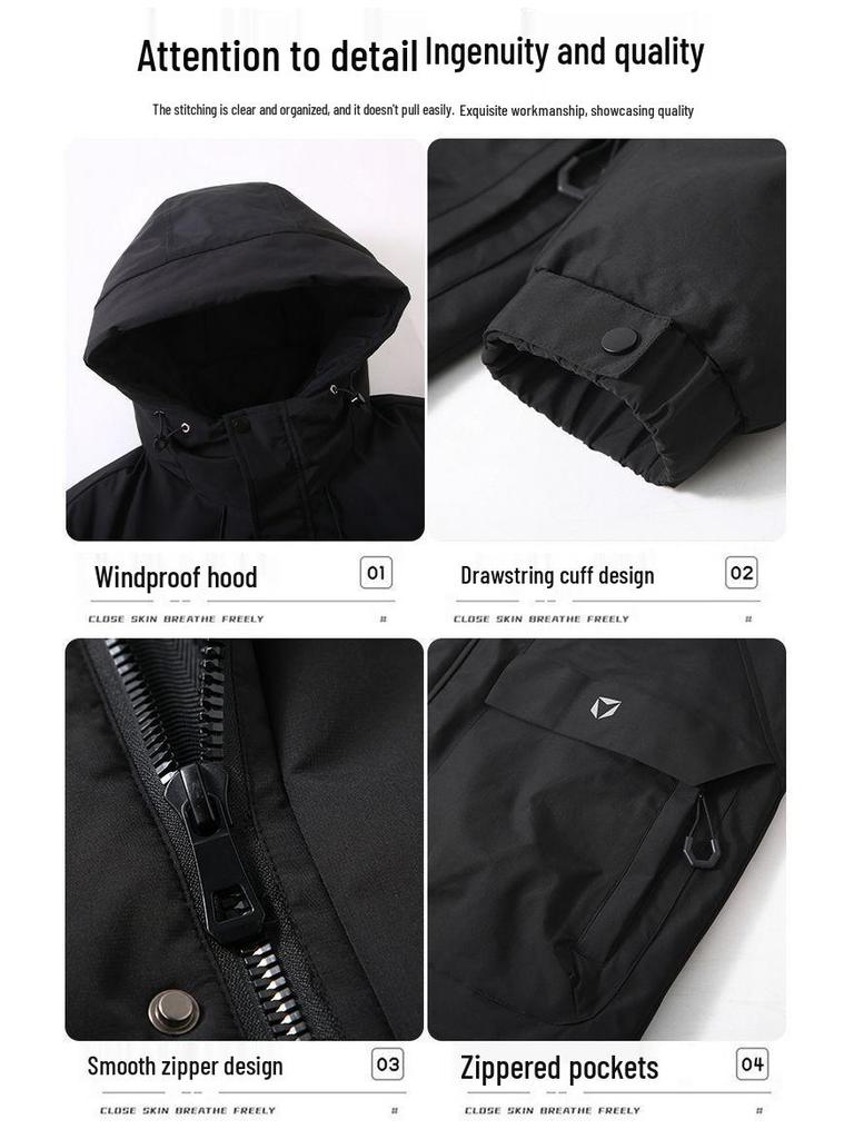 Men's Plus Size Hooded Winter Down Jacket - Thick, Casual, Loose Fit