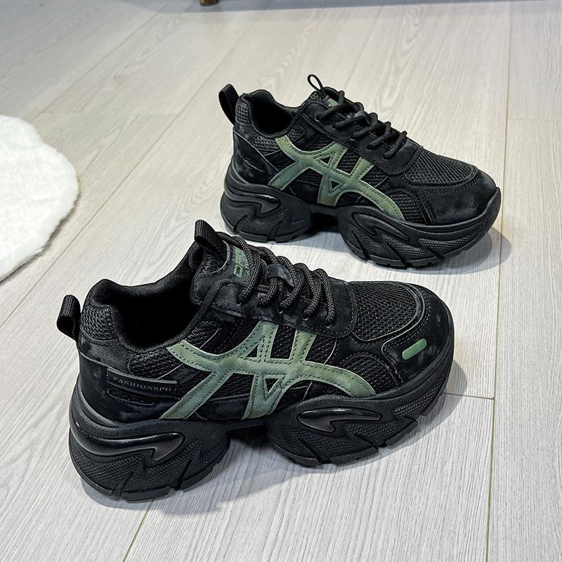 Star with the Same 2025 Spring Small Women's Single Shoes Mesh Breathable Sports Casual Shoes Platform Retro Dad Shoes