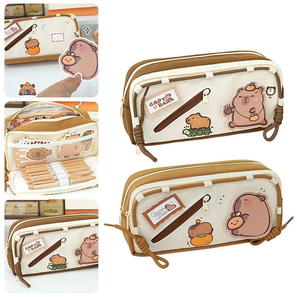 Multi-layer Capibara Pencil Case Cartoon Stationery Bag Kawaii Pencil Pouch  School Supplies