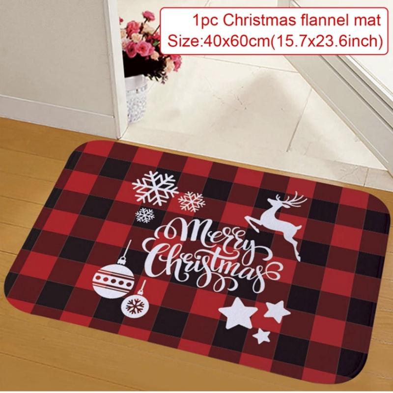 

2026 Christmas Carpet Doormat Soft Flannel Rug For Front Door Merry Christmas Gifts Home Decorations Happy New Year 40x60cm