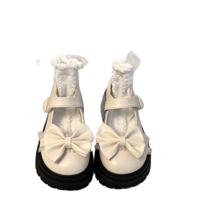 Cute Little Leather Shoes Women's New Autumn College Style Bow Thick-soled Versatile Mary Jane Single Shoes