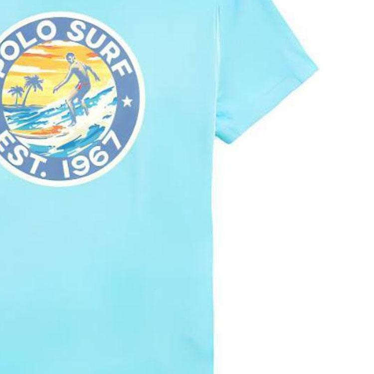 Polo Ralph Lauren SS23 Logo Print Crew Neck Short Sleeve T-Shirt Men Tops Blue MNPOTSH1N821722-400