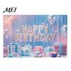 Birthday Celebration Banner Happy Backdrop, Party Photo Background Cloth for Celebration, Double-sided Printed Bunting Flag Decor Kids Women, Supplies