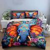 Colorful Elephant Floral Art Set Multiple sizes kid's and adults' bedroom Exquisite 3PC bedding set gift