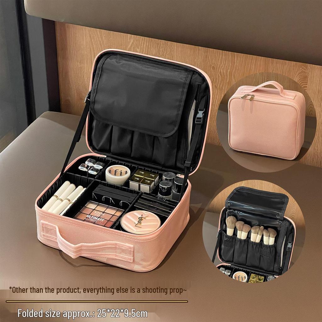 2025 New Style Women's Portable Makeup Bag - Large Capacity, Waterproof Travel Case with Mirror
