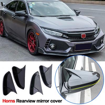 For Honda For Civic 2016- Rear View Mirror Cover Mirror Cover Horn Shape ABS Gloss Black Side Mirror Cover Rearview