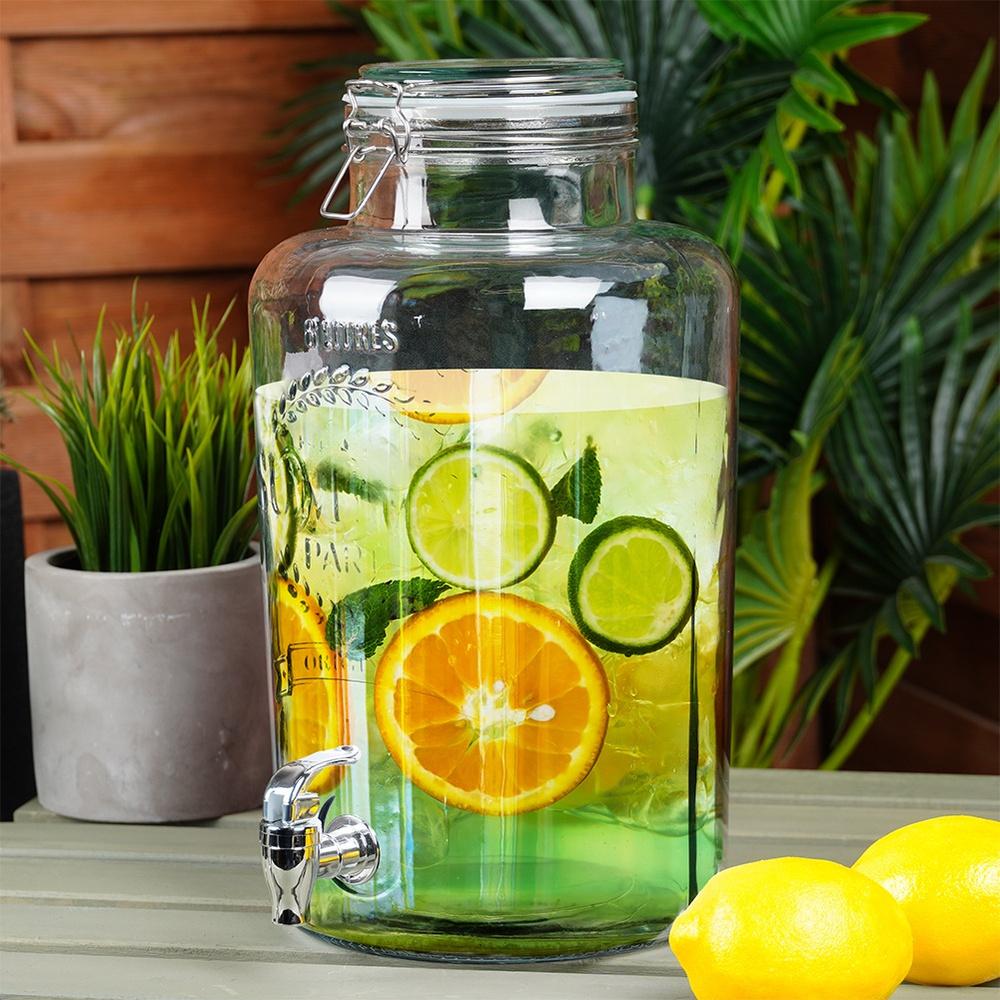 Glass Beverage Dispenser Jar with Tap 8L