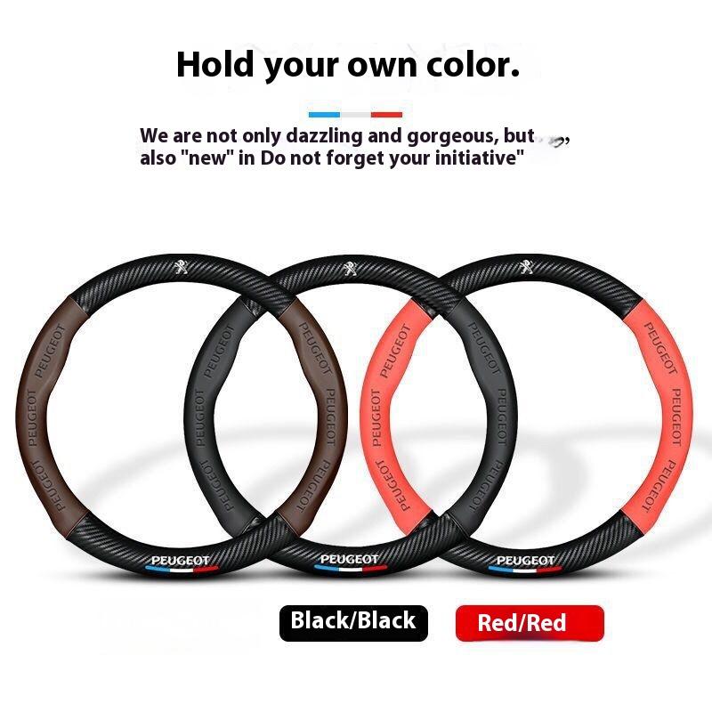 Car Anti-slip Leather Steering Wheel Cover For Peugeot 107 108 206 207 208 w 301 307 308 406 407 408 508 607 106 3008 4008 5008 GT