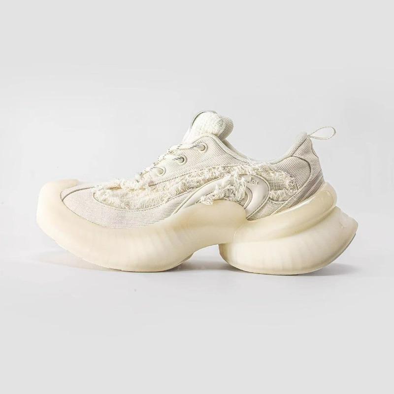 Streamer running shoes women's breathable sneakers thick-soled heightening silver dad shoes