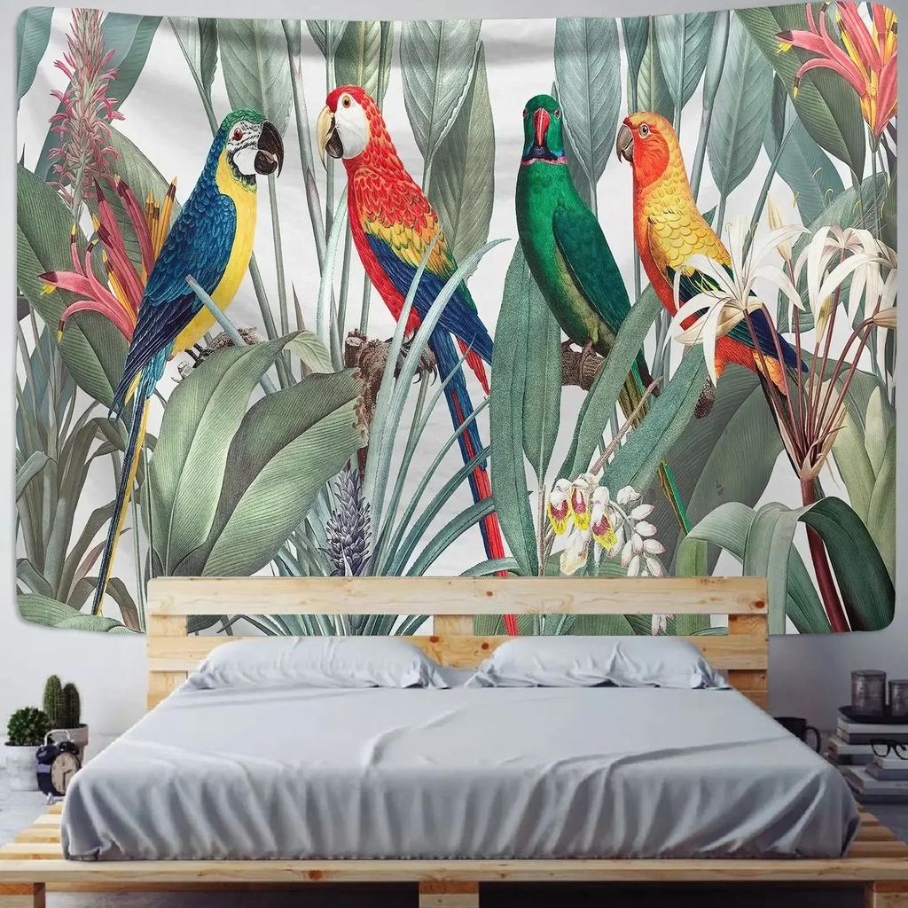 Nordic Ins Home Living Room Bedroom Fabric Hanging Painting Background Decoration Tropical Plant Print Tapestry Wall Hanging