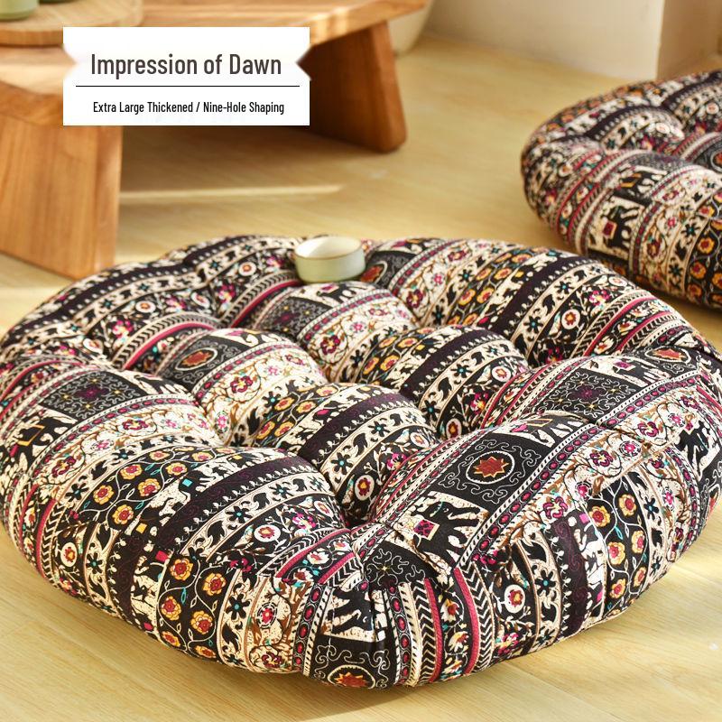 Colorful Bohemian-Style Cotton Linen Floor Cushion: Ethnic Meditation Seat Tatami Mat for B&B