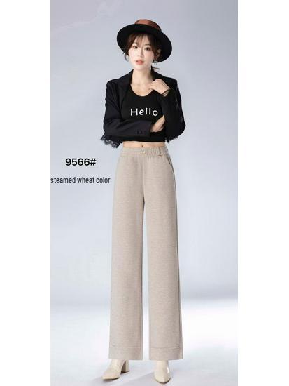 Women's High-Waist Cashmere Houndstooth Wide-Leg Pants - Versatile Autumn Fashion 2025