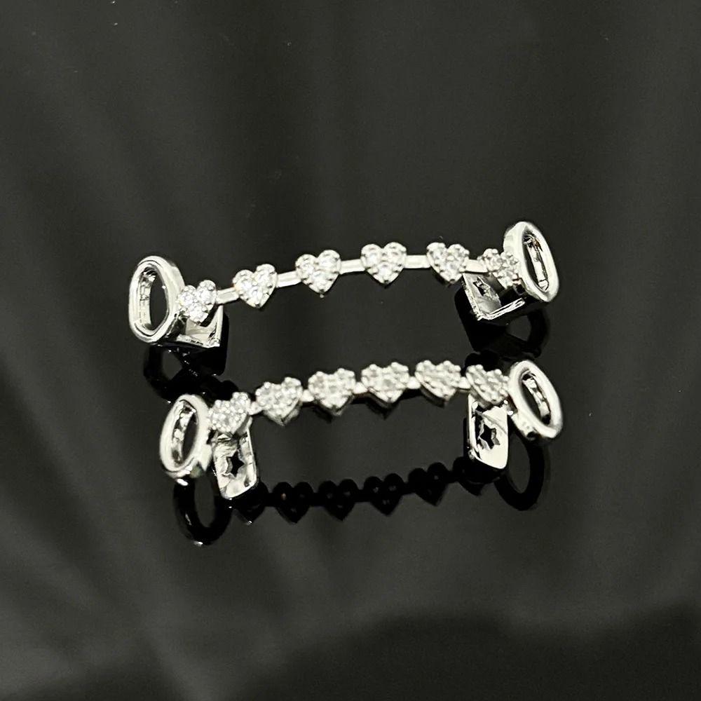 Double Glossy Charm Teeth Grillz Hip Hop Tooth Caps Gift Love Drill Braces  Dental Crown