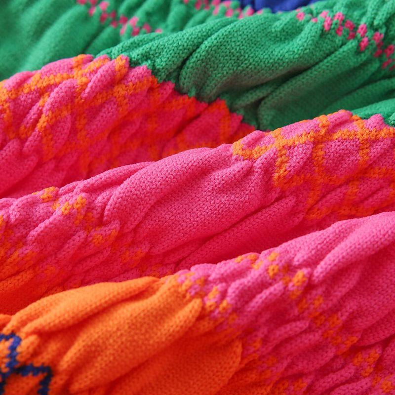 Kaslead New Women clothes Western Style Fashion Color Matching Honeycomb Sleeveless Knitted Top