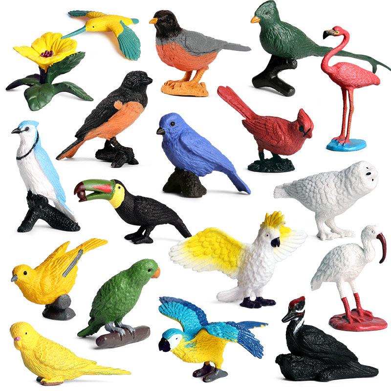 Miniature Bird Models: Parrot, Hummingbird, Woodpecker Desktop Ornaments Set