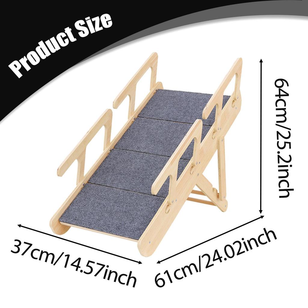 Wooden Pet Stair Portable Stable 2 in 1 for Cars Small and Older Animals 4 steps