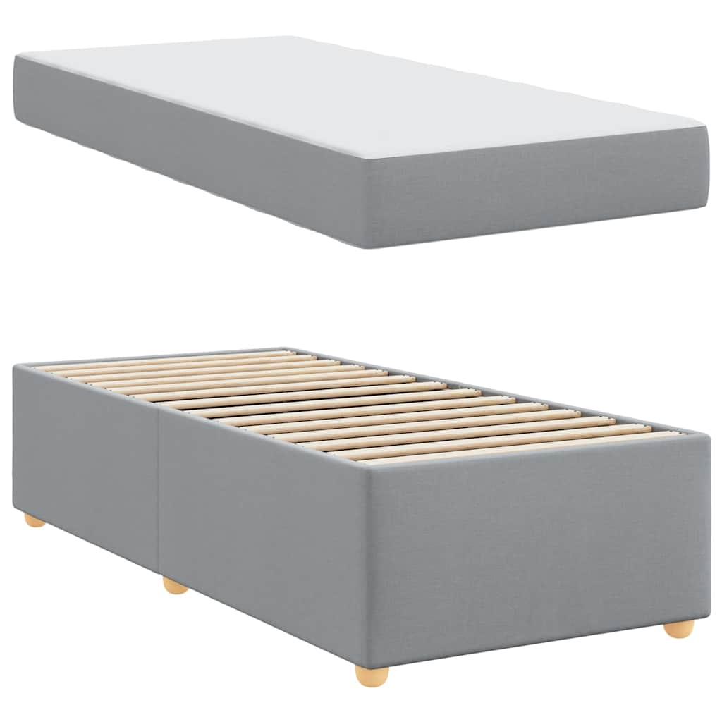 Bed Frame with Mattress Light Grey 80 x 200 cm Fabric