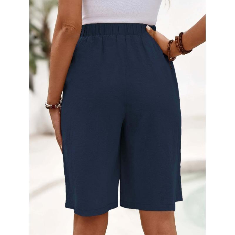 DAFIFY Damemote Uformelt ensfarget trykk sportsshorts med høy midje