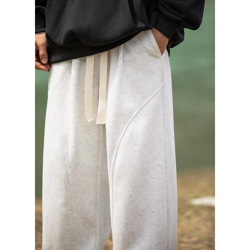 Heavy G curved split design wide-leg casual pants men's spring new high street loose versatile drape sweatpants