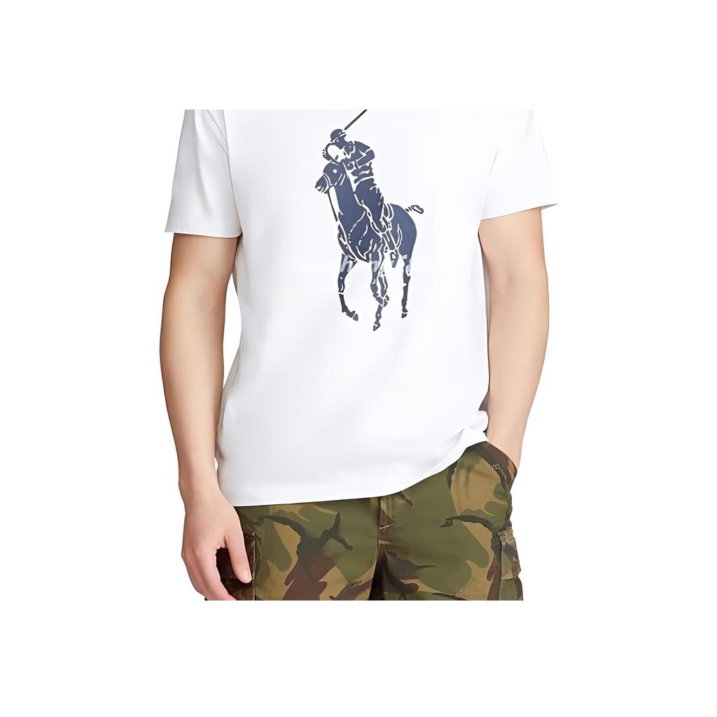 Polo Ralph Lauren Logo Print Crew Neck Casual Short Sleeve T-Shirt Men T-Shirt White 710767899-001