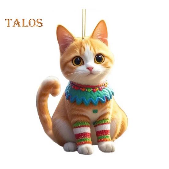 Cat Pendant Car Ornament Hanging Realistic Animal Cat Rearview Mirror Hanging Decor Acrylic Car Charm Party Festival Gift for Car Lovers