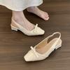 French Bow Versatile Bag Head Thick Heel Sandals Spring and Summer New Fashion Comfortable Temperament Women's Sandals
