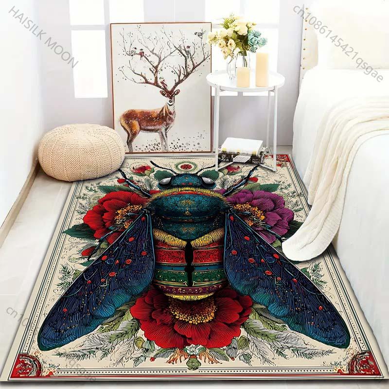 Multiple sizes Insect floral art design Carpet for Living Room Bedroom Sofa Home Decor Rus Non-slip Floor Mat Luxury Gift