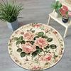 Yousheng Lotusblume Fußmatte Rutschfest Rund Bereichsteppich Waschbar Blumenteppich Chinesischer Stil Teppich für Schlafzimmer Wohnzimmer Küche Badezimmer Garderobe