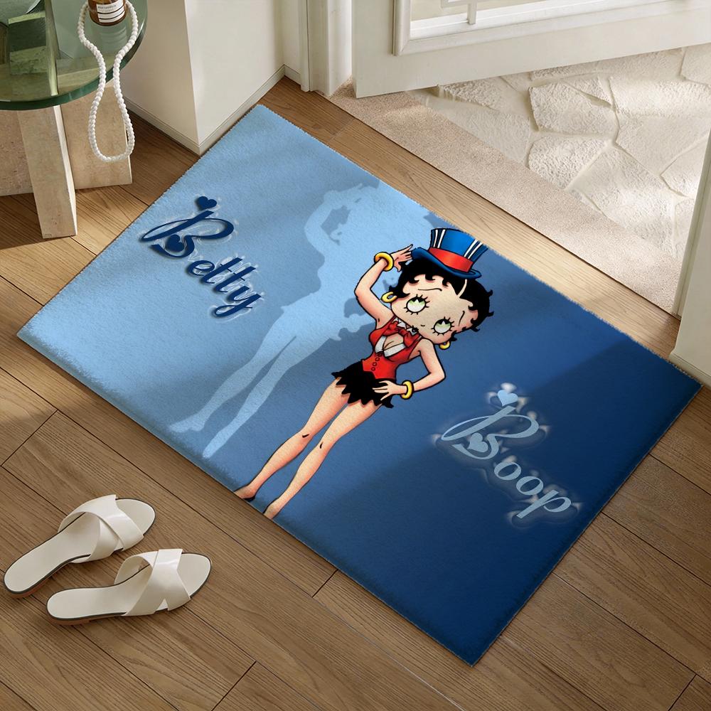 Cute B-Betty Boop Floor Mat Soft Flannel Non-Slip Door Mat - Thickened Rug for Living Room Home Decor 40x60cm