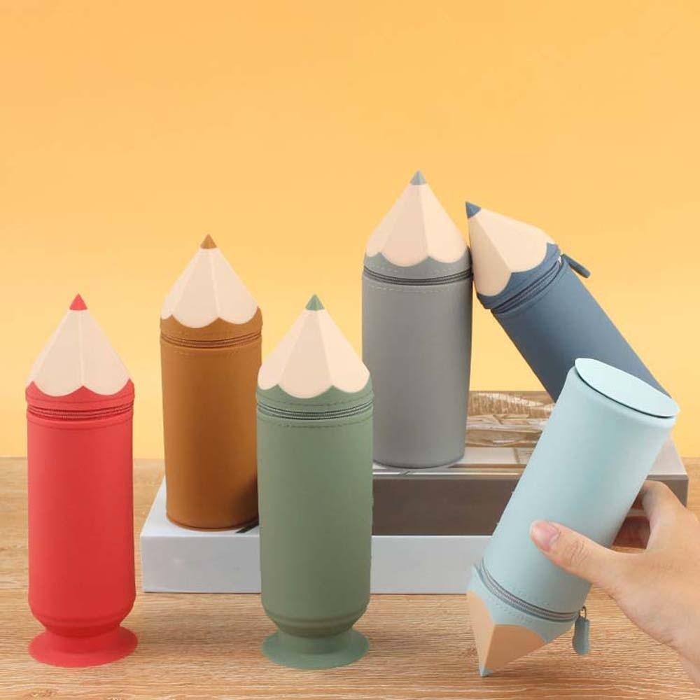 Large Capacity Pencil Shape Pen Holder Waterproof Pen Storage Bucket Makeup Brush Holder  Ruler