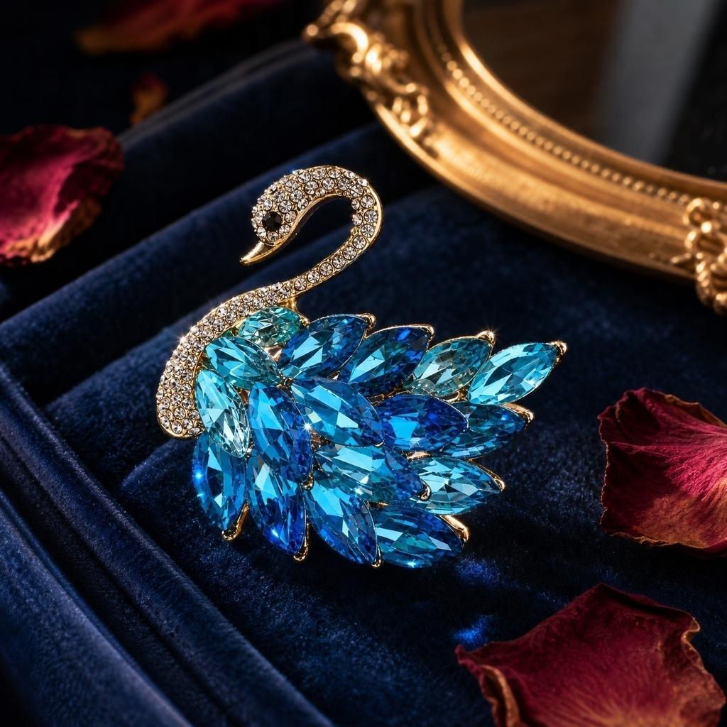 Spilla a forma di cigno Spilla con strass Stile vintage elegante Accessori moda Spilla decorativa per spille da abbigliamento e indumenti