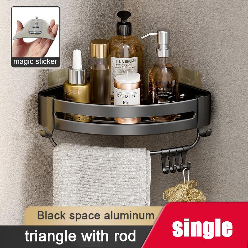 Bathroom Shelf Space Aluminum Shampoo Rack Makeup Storage Organizer Toilet Corner Wall Mounted Shower Shelf Bathroom Accessories